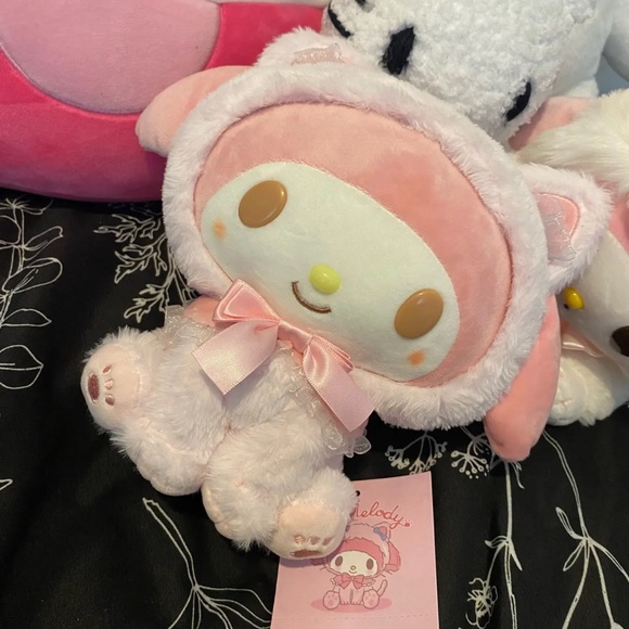 🎀COMING SOON🎀 CUTE MY MELODY SOFT KITTEN KEYCHAIN & STUFFED 2PC PLUSH SET💖 - Picture 5 of 7